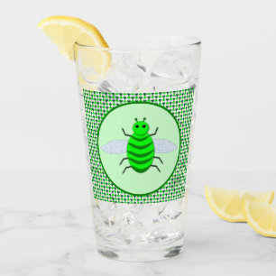 Saint Patricks Day Bee and Shamrocks Glass