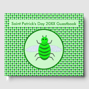 Saint Patricks Day Bee and Shamrocks Guest Book