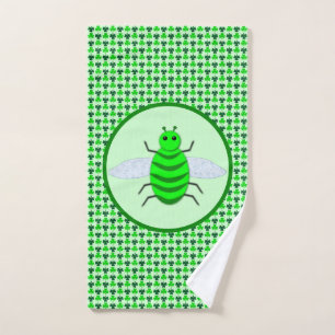 Saint Patricks Day Bee and Shamrocks Hand Towel