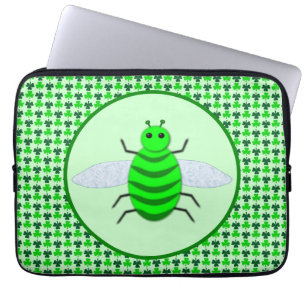 Saint Patricks Day Bee and Shamrocks Laptop Sleeve