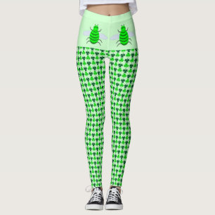 Saint Patricks Day Bee and Shamrocks Leggings