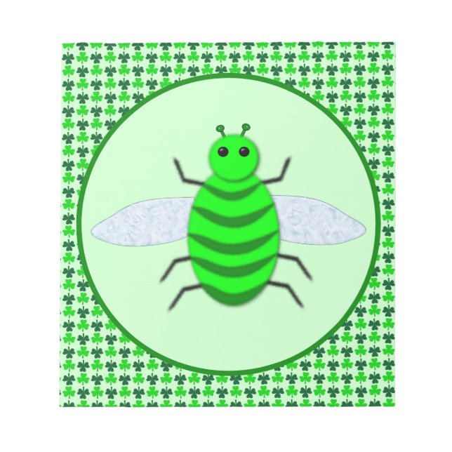 Saint Patricks Day Bee and Shamrocks Notepad (Front)