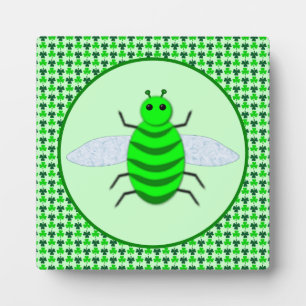 Saint Patricks Day Bee and Shamrocks Plaque