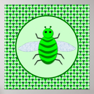 Saint Patricks Day Bee and Shamrocks Poster