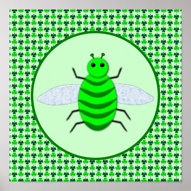 Saint Patricks Day Bee and Shamrocks Poster (Front)
