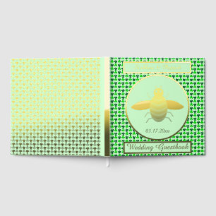 Saint Patricks Day Bee and Shamrocks Wedding Guest Book