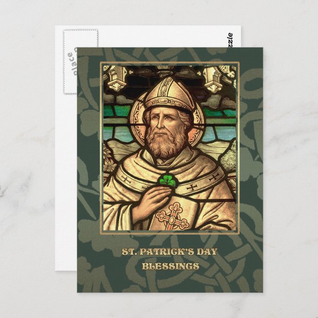 Saint Patrick's Day Blessings Religious Postcard (Front/Back)