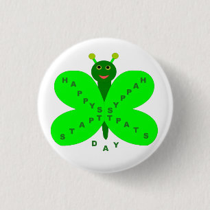 Saint Patricks Day Butterfly Button