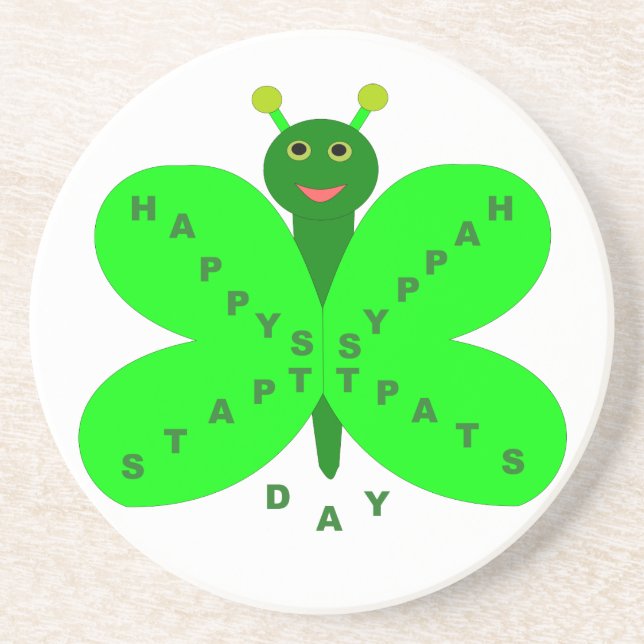 Saint Patricks Day Butterfly Coasters (Front)