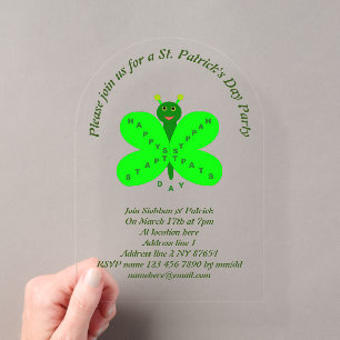 Saint Patrick's Day Butterfly Custom Acrylic Invitations