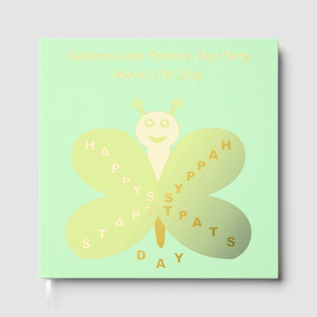 Saint Patrick's Day Butterfly Custom Party Guest Book (Front)