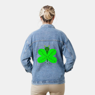 Saint Patricks Day Butterfly Denim Jacket
