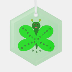 Saint Patricks Day Butterfly Glass Tree Decoration