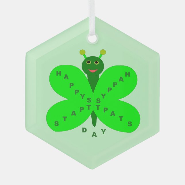 Saint Patricks Day Butterfly Glass Tree Decoration (Front)