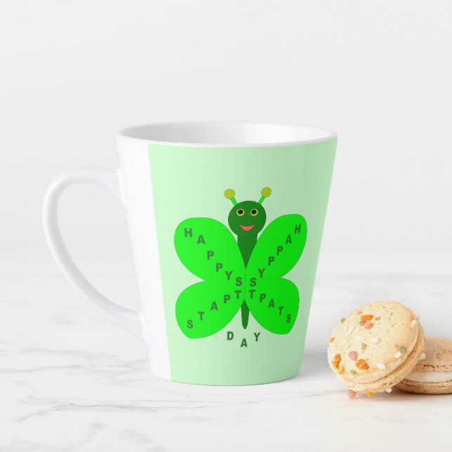 Saint Patricks Day Butterfly Latte Mug (In Situ)
