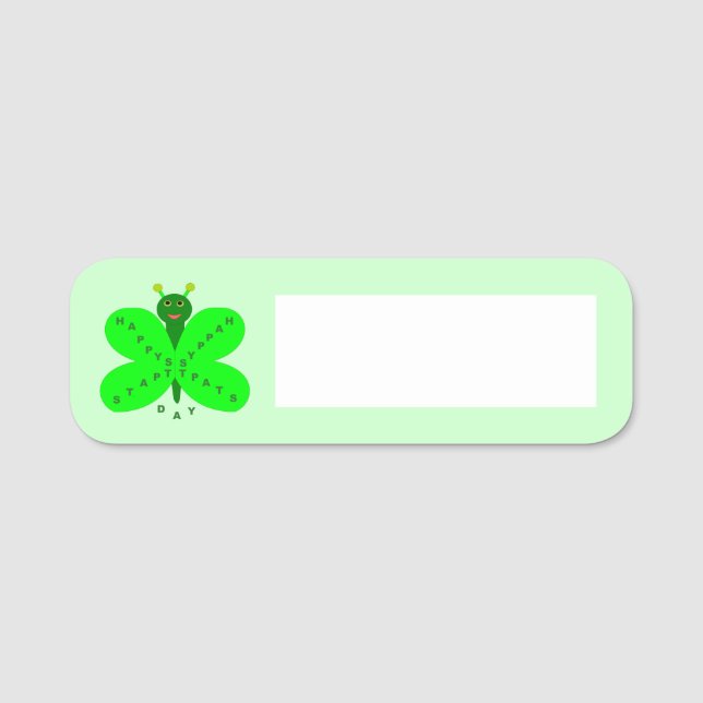 Saint Patricks Day Butterfly Name Tag (Front)
