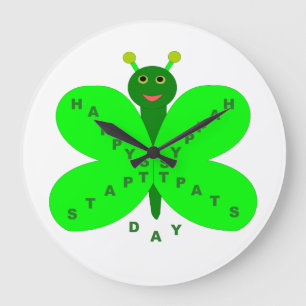 Saint Patricks Day Butterfly Wall Clock