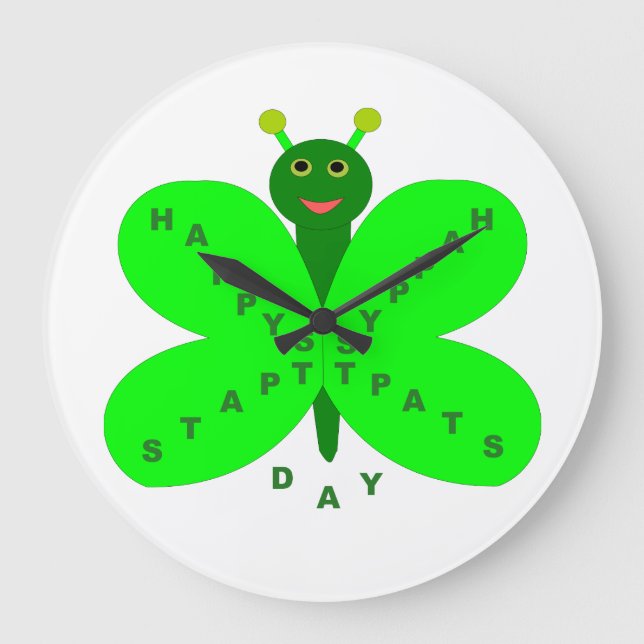 Saint Patricks Day Butterfly Wall Clock (Front)