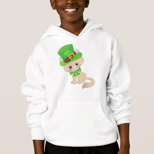 Saint Patrick's Day Cat, Leprechaun Hat, Clovers (Front)