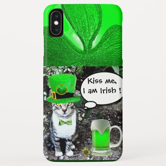 SAINT PATRICK'S DAY CAT WITH GREEN IRISH BEER Case-Mate iPhone CASE (Back)