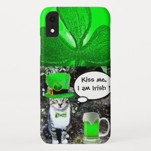 SAINT PATRICK'S DAY CAT WITH GREEN IRISH BEER iPhone XR CASE