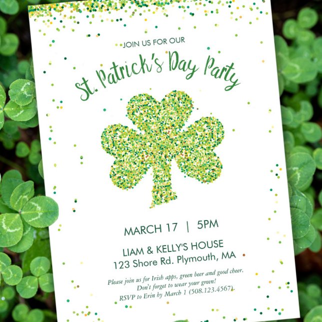 Saint Patrick's Day Celebration Shamrock Invite (Saint Patrick's Day Party Invitation - Petite)