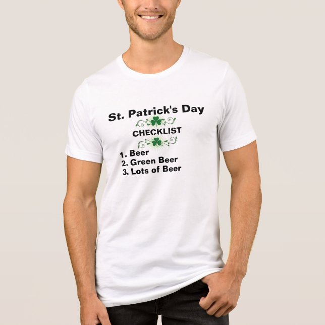 saint patricks day checklist t-shirt Tri-Blend shirt (Front)