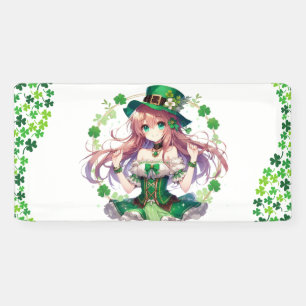 Saint Patrick's Day clover anime girl Banner