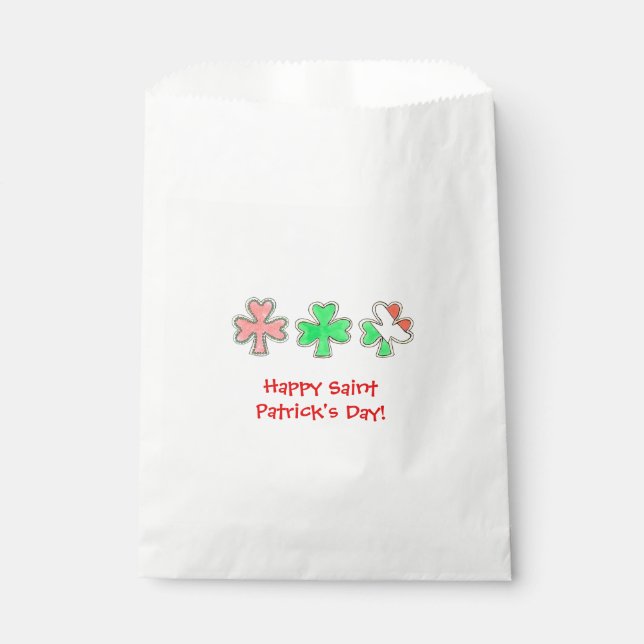 Saint Patricks Day Clover Irish Flag Shamrocks Favour Bag (Front)