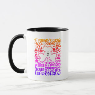 Saint Patricks Day Clover Leaf Initial Mug