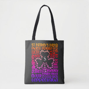 Saint Patricks Day Clover Leaf Initial Tote Bag