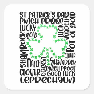 Saint Patricks Day Clover Leaf Square Sticker