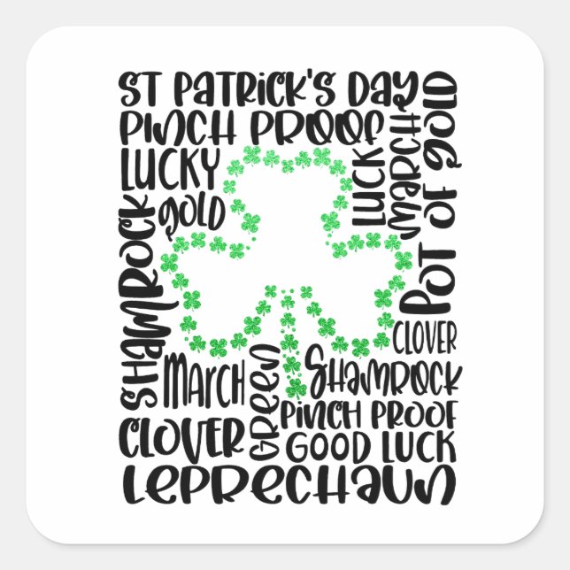 Saint Patricks Day Clover Leaf  Square Sticker (Front)