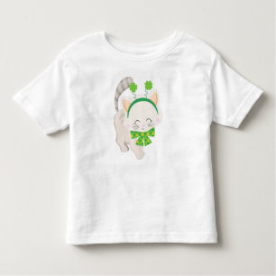 Saint Patrick's Day, Cute Cat, Lucky Clovers Toddler T-Shirt