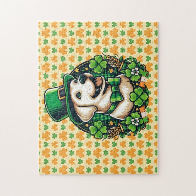 Saint Patrick's Day Cute Dog Jigsaw Puzzle (Vertical)