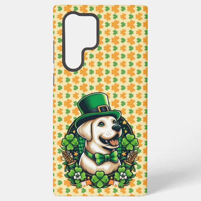 Saint Patrick's Day Cute Dog Samsung Galaxy S22 Ultra Case (Back)