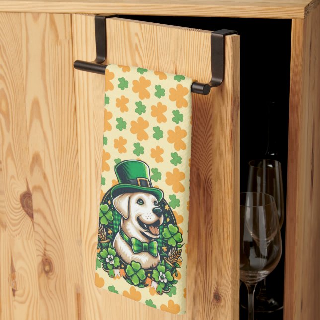 Saint Patrick's Day Cute Dog Tea Towel (Thirds Fold)