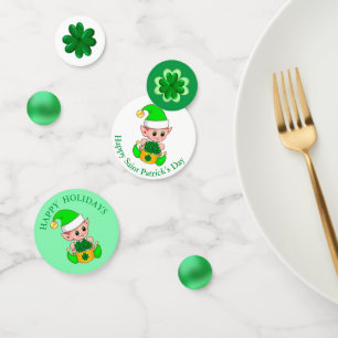 Saint Patrick's Day Cute Elf & Shamrocks Confetti