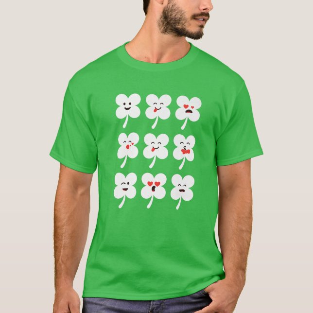 Saint Patrick's Day Cute Graphic Clover Kids T-Shirt (Front)
