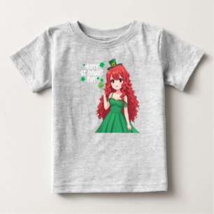 Saint Patrick's day cute, Irish anime lass Baby T-Shirt