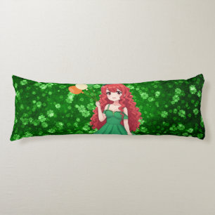 Saint Patrick's day cute, Irish anime lass Body Cushion
