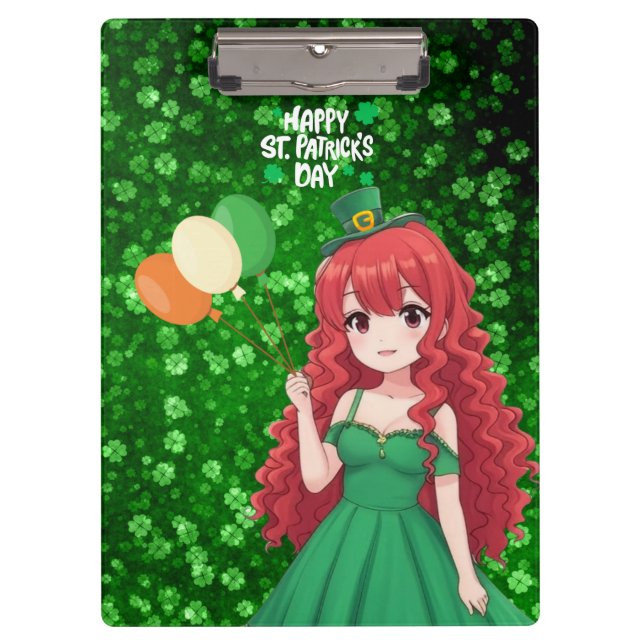  Saint Patrick's day cute, Irish anime lass  Clipboard (Front)