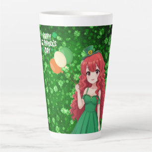  Saint Patrick's day cute, Irish anime lass  Latte Mug