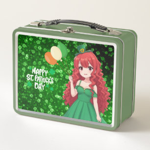  Saint Patrick's day cute, Irish anime lass  Metal Lunch Box