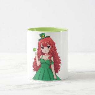Saint Patrick's day cute, Irish anime lass Mug