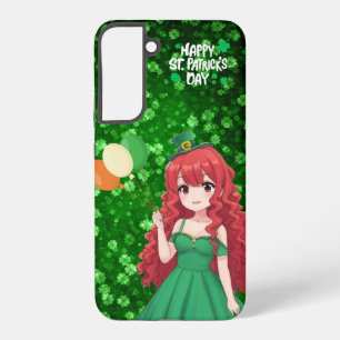 Saint Patrick's day cute, Irish anime lass Samsung Galaxy Case