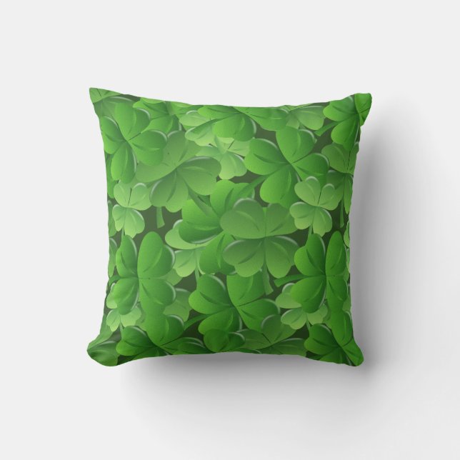 Saint Patricks Day Four Leaf Clover Irish Cushion (Front)