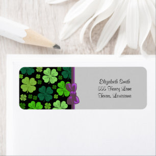 Saint Patrick's Day, Four Leafed Clovers - Green Return Address Label