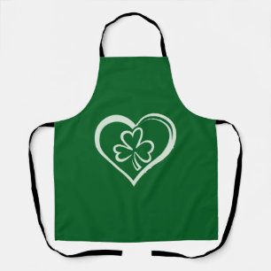 Saint Patrick's Day Funny Shamrock Heart Irish Apron