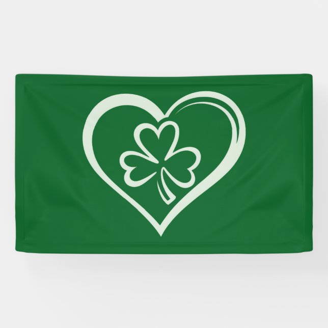 Saint Patrick's Day Funny Shamrock Heart Irish  Banner (Horizontal)